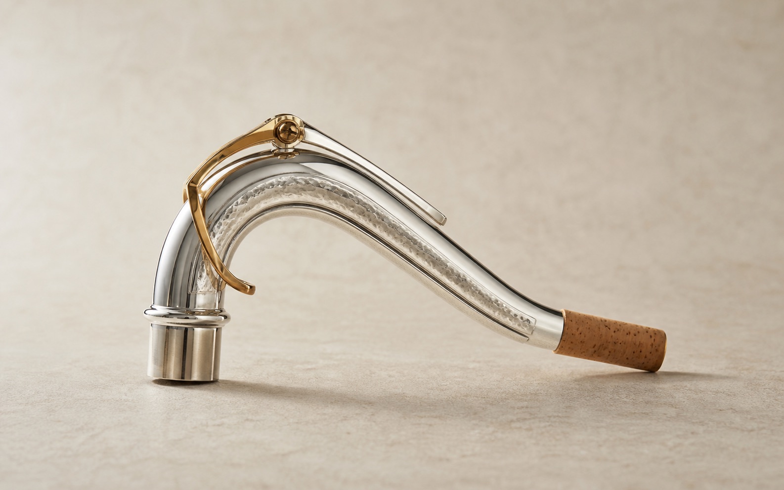 Silver saxophone neck