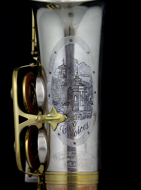 Rampone and Cazzani Due Voci saxophone engraving detail