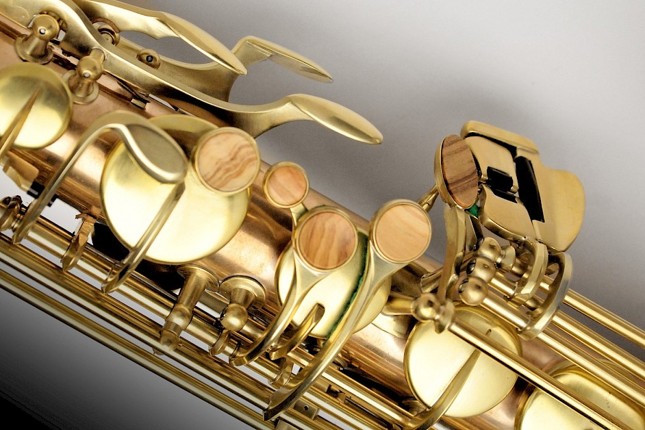 Tenor saxophone engraving detail